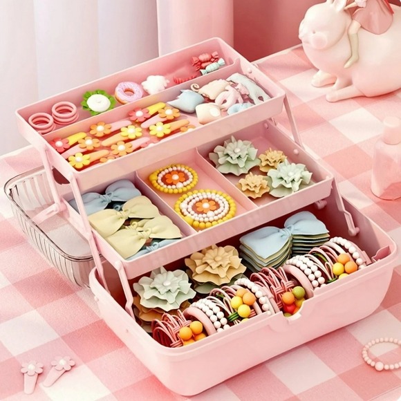 Cute Pink Hair Accessories / Jewelry Accessories Plastic Organizer 3 layers - Picture 6 of 14